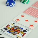 A detailed view of poker cards and chips depicting a strategic gambling setup.